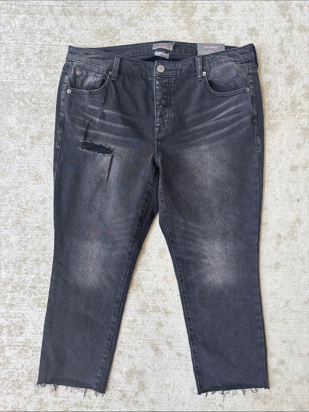 torrid Black Washed Boyfriend Jeans with Distressed Detail - Picture 2 of 15